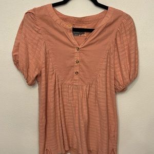 Pilcro Anthropologie Puff Sleeve T Shirt Blouse Pink size XS